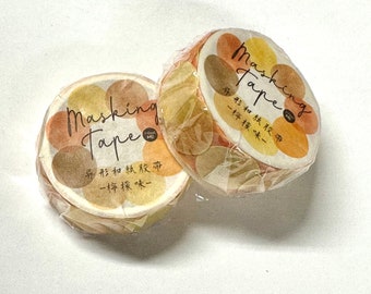 Washi tape 2 pack - orange yellow round circles masking tape