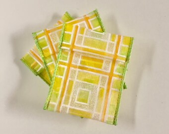 11 Jewelry Pouches yellow green glitter 2 inches x 3 inches sheer