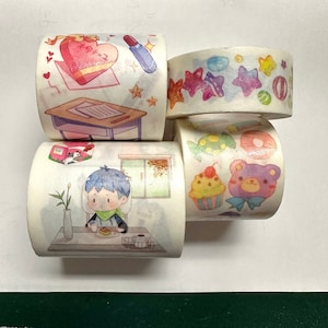 Japanese washi masking tape 4 partially used rolls anime