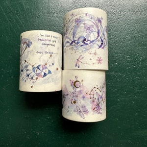 Japanese washi masking tape 3 rolls partial used ENO space planets magical silver foil fantasy