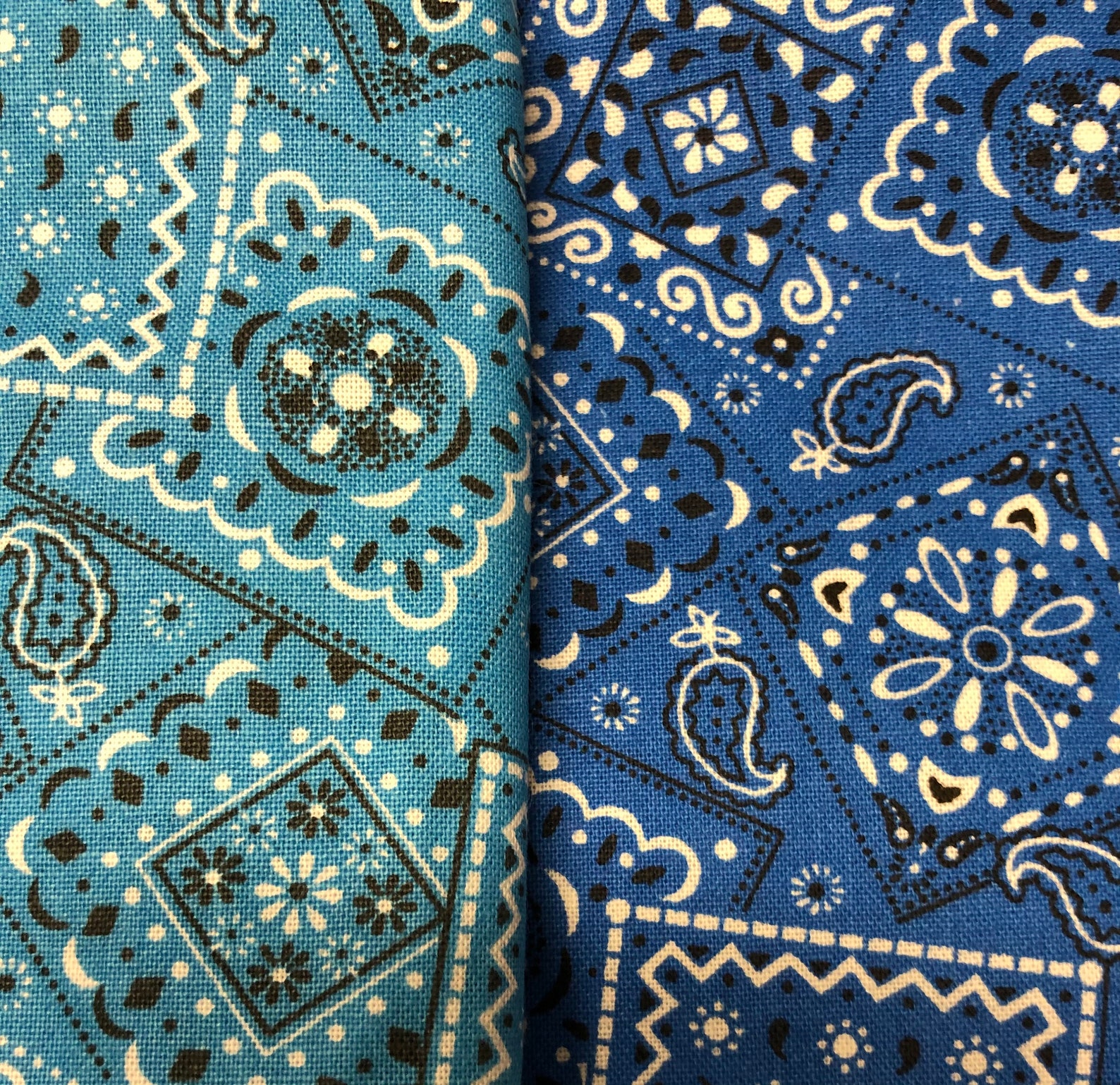 Turquoise Blue Bandanna Bandana Paisley Print Cotton Fabric 1 Etsy
