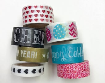 Washi tape 7 pack 5 yards each New Year Valentine Heart Easter Spring Mix