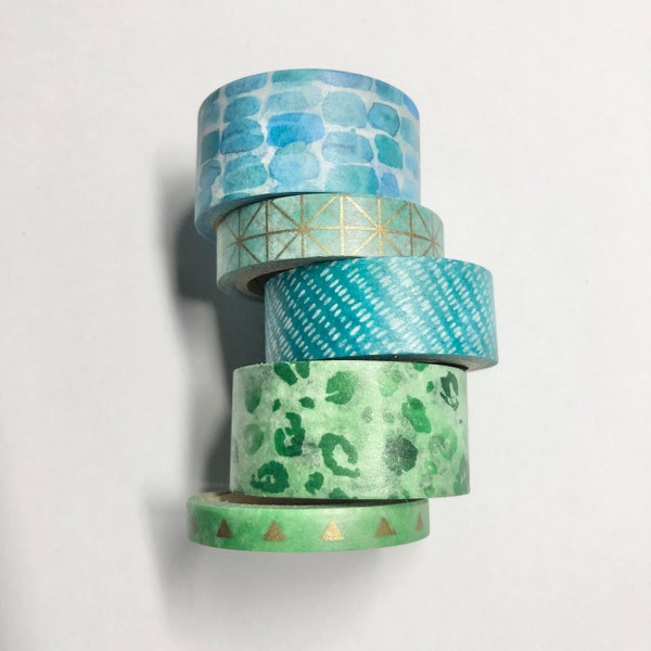 Washi tape 5 pack 5 yards each blue green mix