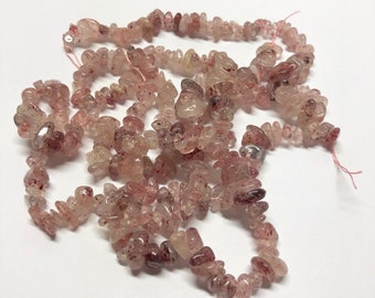 Strawberry crystal chip beads - 2 x 17 inch strands