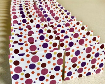 Mini Cards 40 dark rainbow dots white inside - blank for thank you notes 2 1/8 inches x 2 3/4 inches