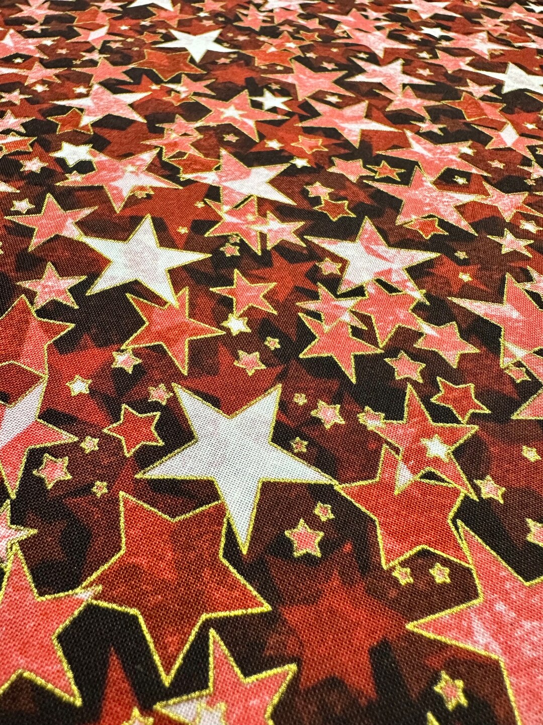 Christmas Stars Fabric 1 Yard X 42 Inches Gold Edge Stars - Etsy