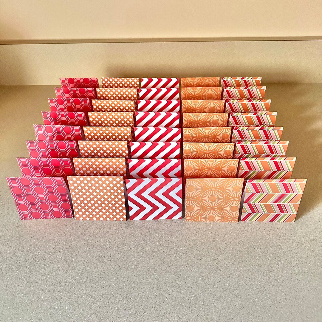 40 Mini Cards Muted Orange and Red Blank for Thank You Notes 3 X 3 - Etsy