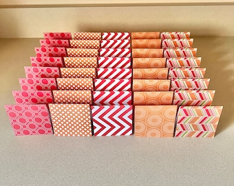 40 Mini Cards muted orange and red  - blank for thank you notes 3 x 3