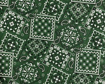 Dark Hunter Green Bandanna Bandana Paisley Print Cotton Fabric 36 inches x 43 inches