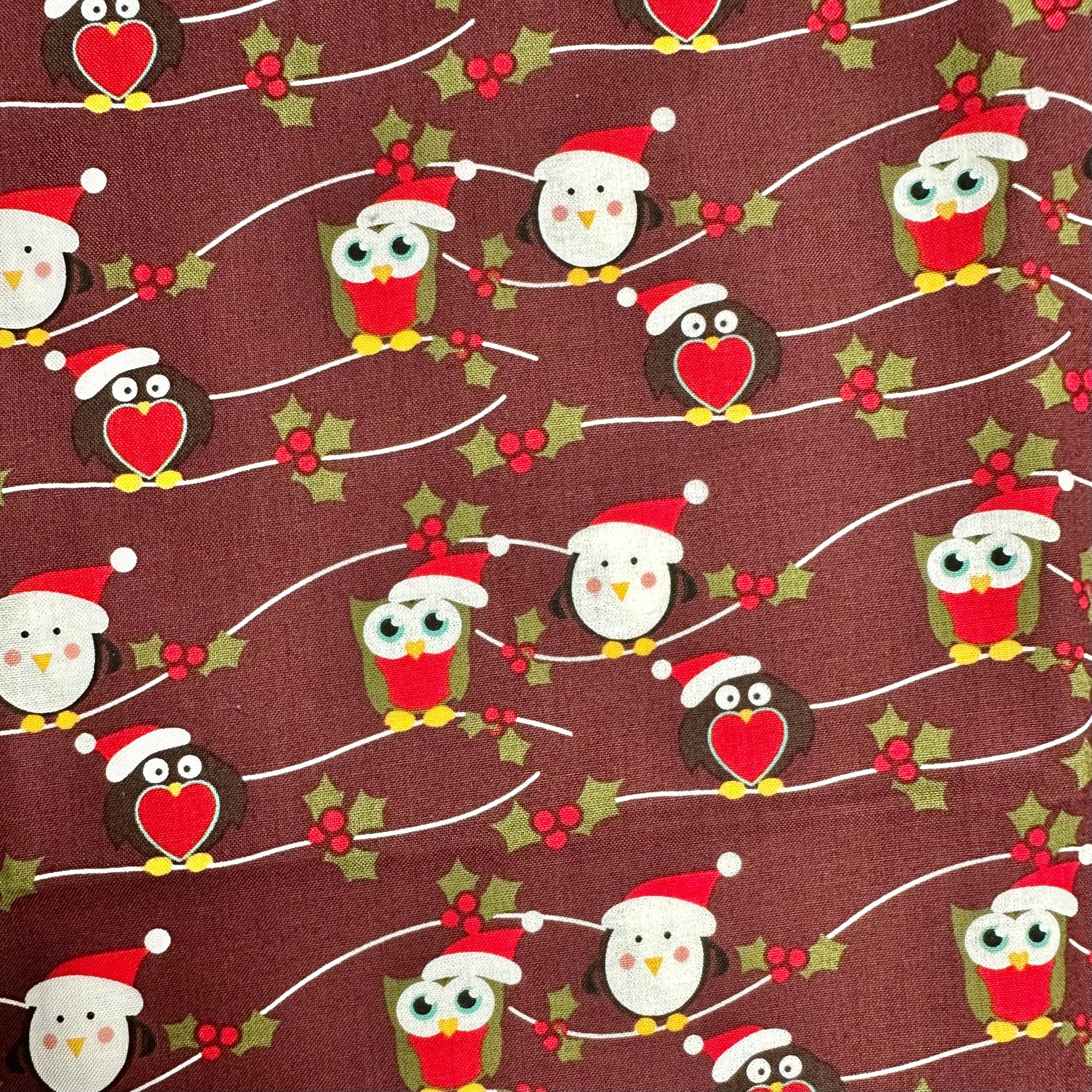 Christmas owls penguin fabric 1 yard x 42 inches Fabric Freedom Christmas Characters Collection holl