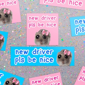 Funny Crying Rat Car Magnet: New Driver Please Be Nice, Weatherproof Bumper Sticker