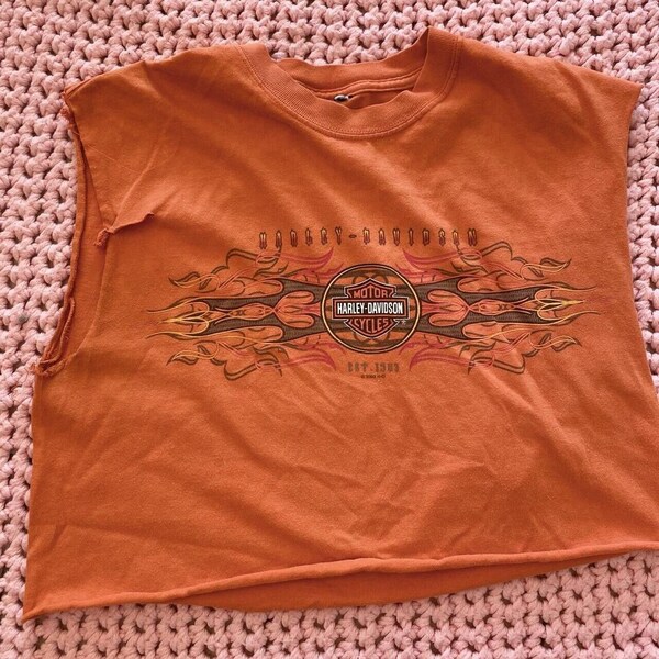 Vintage Harley Davidson Damen kurzes Tankoberteil S M Bahamas orange