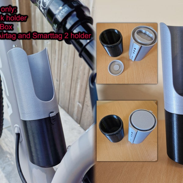 Bike Drink holder + Apple Airtag / Samsung Smarttag 2 Holder + Bike Toolbox - STL Download For 3D Printing