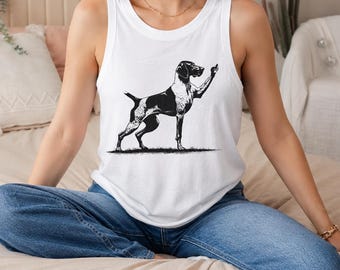 Funny Dog Tank Top for Women, Pointer Dog Graphic Tank, Bird Hunting Dog Shirt, Dog Mom Summer Tank, Cute Hunting Dog Lover Gift