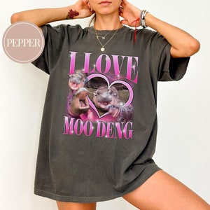 Moo Deng Comfort Colors T-shirt, baby pygmee nijlpaard Halloween-T-shirt, trendy Moo Deng-shirt, schattig nijlpaard Halloween-sweatshirt, leuk vakantiecadeau