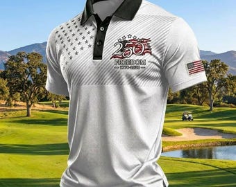 USA 250th Anniversary Polo Shirt 1776-2026, American Flag Polo Men, Patriotic Golf Shirt, USA Pride Gift, 4th of July Shirt