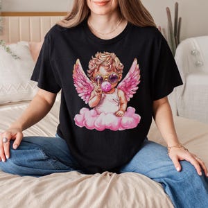 Lovely Angel Shirt, Cute Angel Graphic Tee, Sweet Angel Design T-Shirt, Heartwarming Angel Shirt, Beautiful Angel Gift, Valentine&#39;s Gift