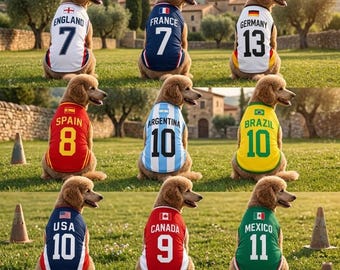 Custom Pet Soccer Jersey, Personalized Dog & Cat Football Shirt with Name and Number, Custom Sports Jersey for Dogs and Cats