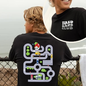 Tired Dads Club Shirt, Race On Dad&#39;s Tee, Mat Road On Dad Shirt, Fathers Day Gift, Car Race Track Shirt, Playmat Tee, Racing Shirt for Dad
