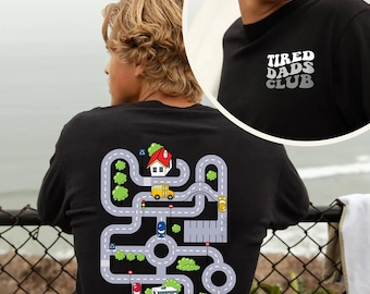 Tired Dads Club Shirt, Race On Dad&#39;s Tee, Mat Road On Dad Shirt, Fathers Day Gift, Car Race Track Shirt, Playmat Tee, Racing Shirt for Dad