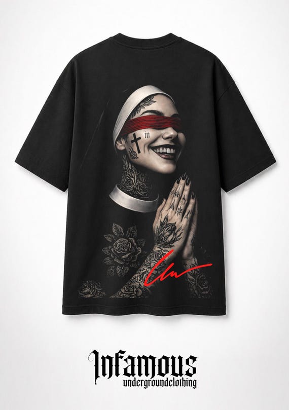 INFAMOUS - Camiseta Oversize - Unisex - Colección Dark Nun - 002 LIMITED EDITION.