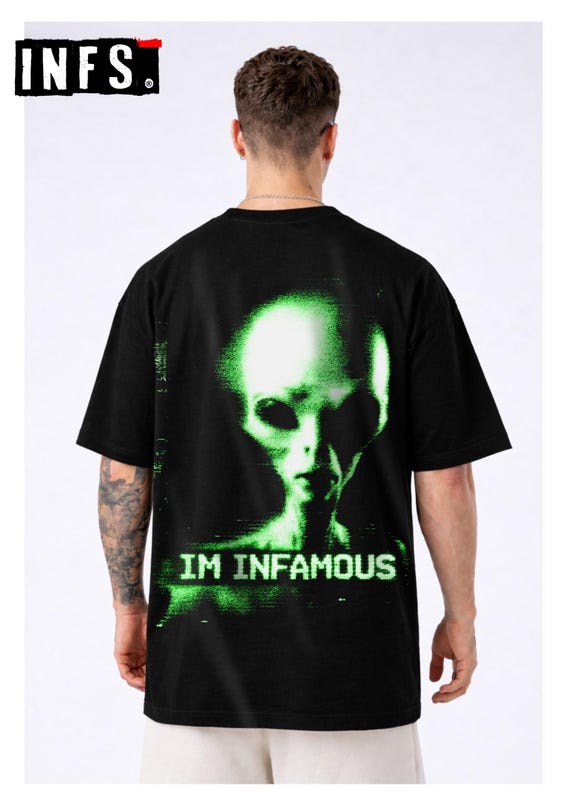 Infamous - Camiseta Oversize - Unisex - Colección INDJ - Mod.In-alien2 - Limited edition.