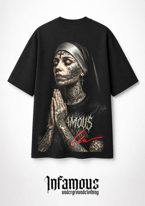INFAMOUS - Camiseta Oversize - Unisex - Colección Dark Nun - 004 LIMITED EDITION.