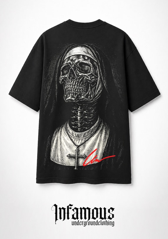 INFAMOUS - Camiseta Oversize - Unisex - Colección Dark Nun - 007 LIMITED EDITION.