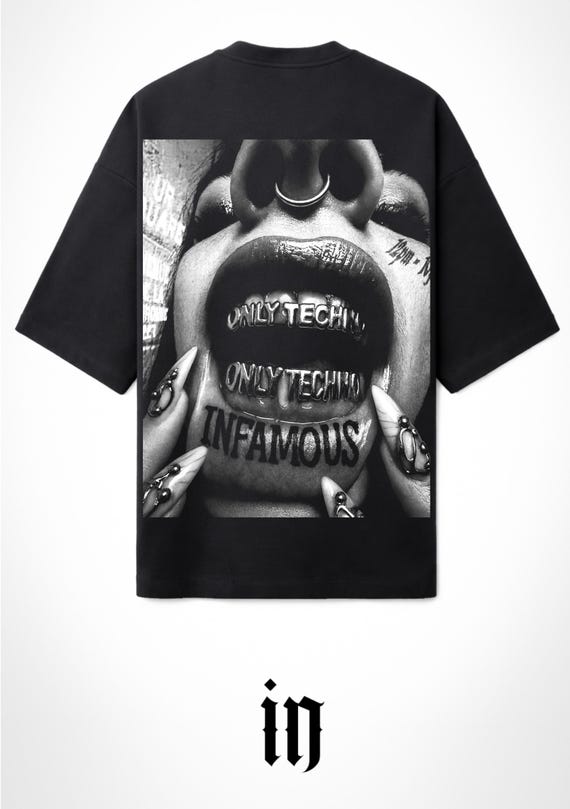 Infamous - Camiseta Oversize - Unisex - Colección INDJ - Mod.Onlytechno - Limited edition.