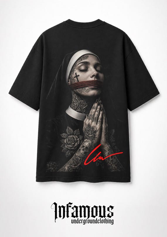 INFAMOUS - Camiseta Oversize - Unisex - Colección Dark Nun - 003 LIMITED EDITION.