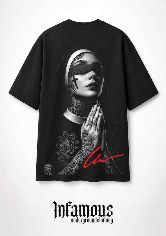 INFAMOUS - Camiseta Oversize - Unisex - Colección Dark Nun - 001 LIMITED EDITION.