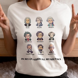 Classical Music T-Shirt: Composer Cartoon Tee, Music Lover Gift