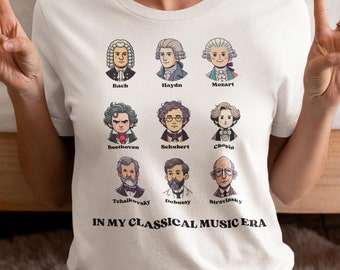 Classical Music T-Shirt: Composer Cartoon Tee, Music Lover Gift