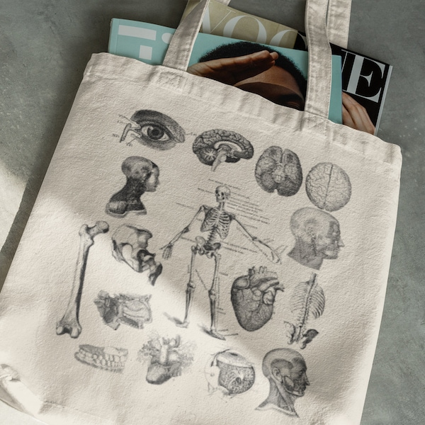 Anatomy Bone Pattern Print Leather Tote Bag main image 0