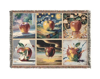 Artistic Apples Woven Blanket: Cozy Home Decor, Art Lovers Gift