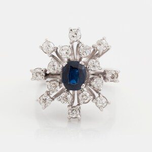 Vintage 18K White Gold Sapphire & Diamond Ring by OLLET, 1973