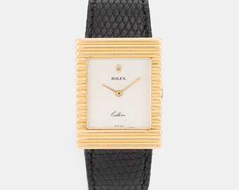 Rolex Cellini 4012 18K Gold Manual Watch 1975 with Leather Strap and Original Buckle