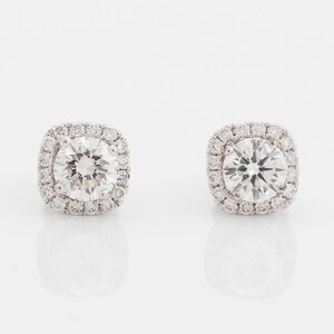 18K White Gold Diamond Earrings 1.30 ct GIA Certified E VS1 E SI2