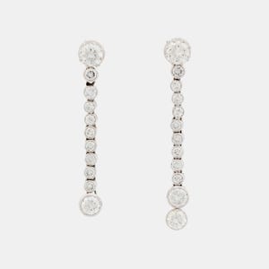 18K White Gold Diamond Earrings with Detachable Pendants 5.50 ct Total Drop Design