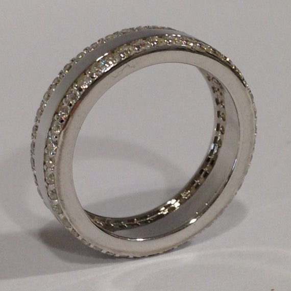 Dazzling Silver Eternity Ring with Brilliant Cubi… - image 2