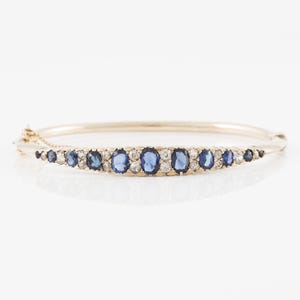 Antique Gold Arm Ring with Sapphires and Old-Cut Diamonds 0.80 ct Vintage Bracelet