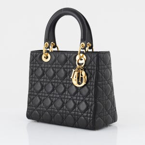 Christian Dior "Lady Dior" Medium Bag – Black Cannage Leather with Gold Hardware
