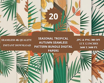 Tropical Leaf Seamless Pattern | Boho Jungle Digital Paper (Instant Download)