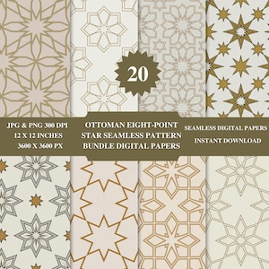 Ottoman Star Pattern | Gold Arabic Tile, 4K (PNG + JPEG Digital Download)