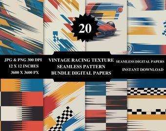 Retro Racing Texture Seamless Pattern | 4K PNG (Digital Download)