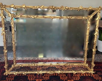 GORGEOUS, HUGE Gilded Friedman Brothers Beveled Mirror with Antiqued Details - Beautiful!!