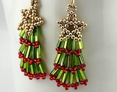 Chandelier Christmas Tree Earrings Beading Pattern (PDF) – Beginner Seed Bead Earring Tutorial