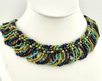 Beaded Medici Collar Necklace, Beginner Peyote Stitch Pattern (Digital Download)