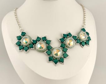 Dragon Scale Necklace Beading Pattern: Rivoli & Ginko Beads (DIY Tutorial)