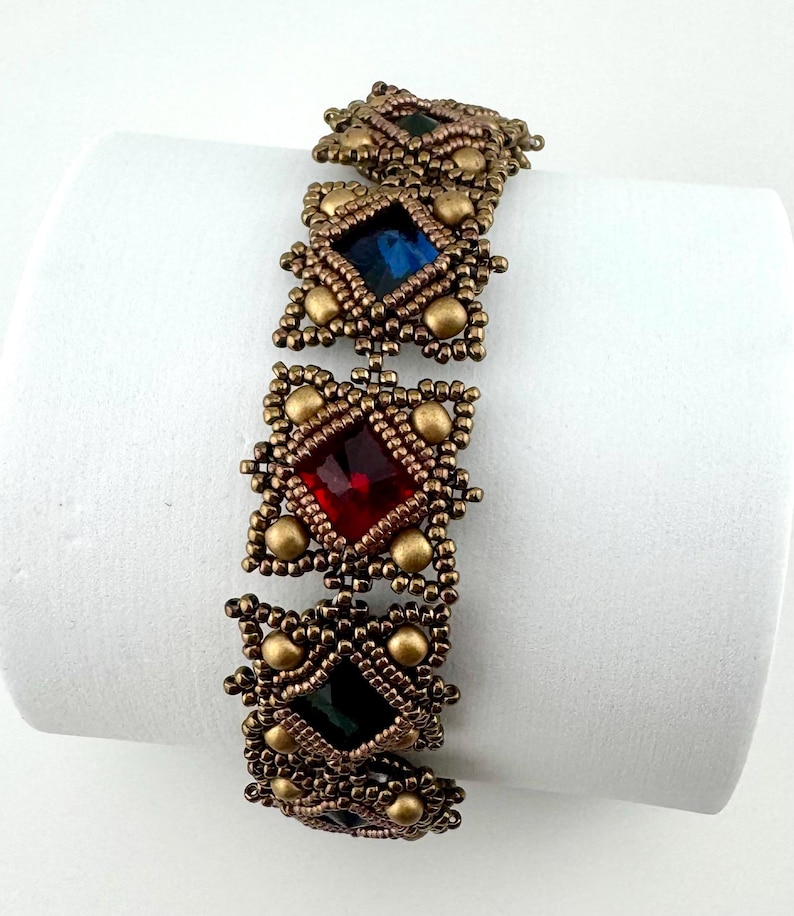 Cathedral Bracelet Beading Pattern: Rivoli Bezel Tutorial (PDF Pattern ...